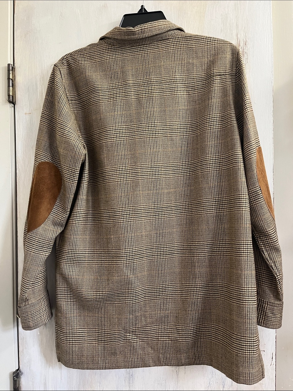 Vtg Lauren RL Plaid Wool Cashmere Tartan Houndstooth Shacket Elbow Patch Sz SM - Picture 7 of 7